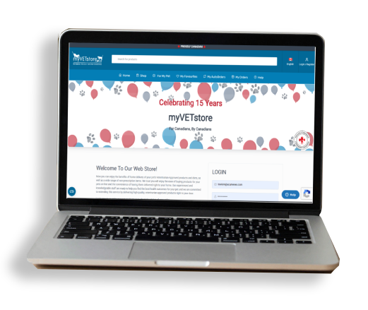 MyVetStore.ca on laptop